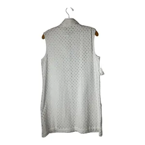 Michael‎ Stars Dress Women Medium White Eyelet Sleeveless Shirt Dress Vest NWT thumbnail 2
