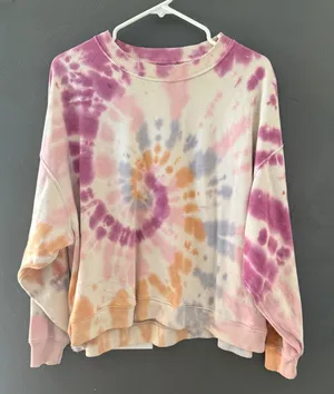 American Eagle Womens Tie Dye Spiral Sweatshirt Purple Orange Oversized Small‎ thumbnail 1