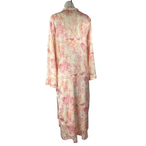 Stars Above Multicolor Silky Satin Marble Print 2Pc Sleepwear Robe Set Size M thumbnail 2