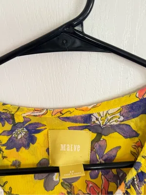 Anthropologie Maeve Yellow with Purple Floral Maxi Dress thumbnail 3