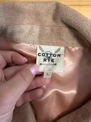 Cotton Rye Wool Blend Tan Brown Plaid Jacket Shacket Button Front Western L‎ Size L thumbnail 5