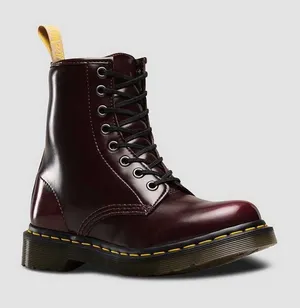 Dr Martens vegan 1460 cherry red Cambridge brush OG lace up unisex boots thumbnail 1