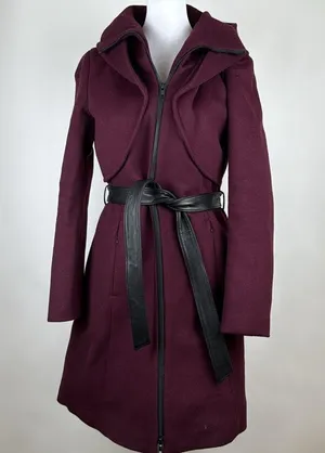 Soia & Kyo Arya Wool Blend Hooded Coat in Merlot Size Small thumbnail 5