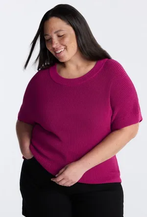 Plus crewneck sweater with short dolman sleeves thumbnail 1