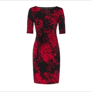 Connected Apparel Women's Elbow Sleeve Printed Sheath Dress Size 4 Petite NWOT thumbnail 6