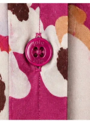 Joie Floral Button Front Blouse Medium Pink 100% Viscose High Low Satin Feel thumbnail 6