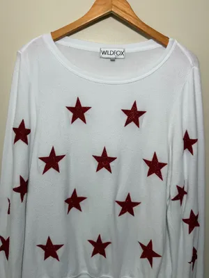 Wildfox Red Glitter Star Jumper Sweatshirt thumbnail 2