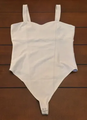 Abercrombie & fitch cream bodysuit tank blouse xl thumbnail 1