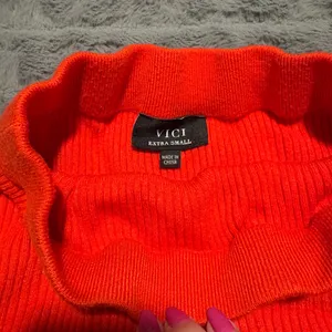 VICI Ribbed Knit Midi Skirt XS Orange Side Slit Bodycon thumbnail 3
