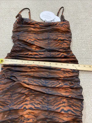 Princess Polly Brown Tiger-Print Ruched Mini Dress Size 2 thumbnail 13