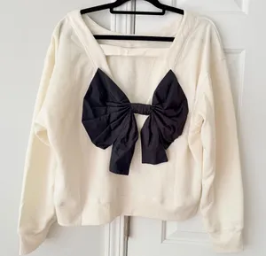 Anthropologie Maeve Bow-Back Oversized Sweatshirt, Size M thumbnail 1