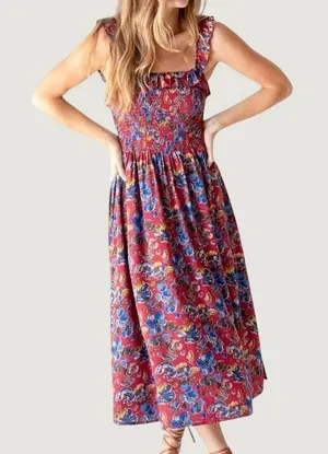 Natural Life Megan Smocked Midi Dress Small Bohemian Boho Chic Cottagecore thumbnail 1