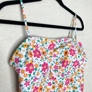 SHEIN Ditsy All Over Floral Print Padded One Piece Swimsuit XL Women's White thumbnail 2