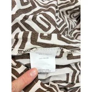 NWT petal & pup brown cream geometric maxi dress. V neck, tie back neck. Size L thumbnail 8