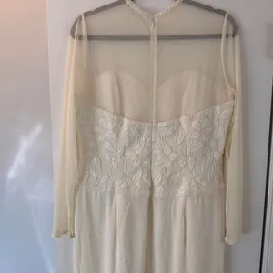 Vintage Oleg Cassini Black Tie Ivory Beaded Formal Gown Size 14 Sweetheart Neck thumbnail 5