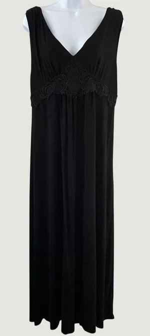 Black‎ Slip Dress XL Dark Feminine Whimsigoth Romantic Lace Fairy Witchy Summer thumbnail 1