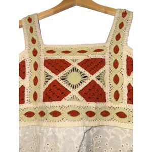 Boho Crochet Babydoll Lace Top XS Festival Cottage Hippie Spring Summer Fairy‎ thumbnail 2