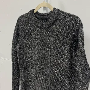 Theory Women's Cotton Wool Blend Cable‎ Knit Crewneck Chunky Sweater Charcoal Sm thumbnail 3