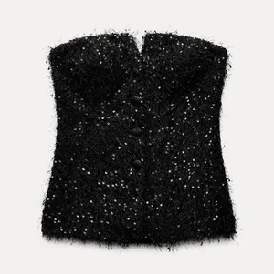 ZARA Fringe and Sequin Bustier Top thumbnail 6