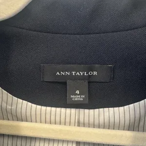 Ann Taylor Collarless Wool Blend Single Button Blazer‎ Jacket Size 4 Navy Black thumbnail 5