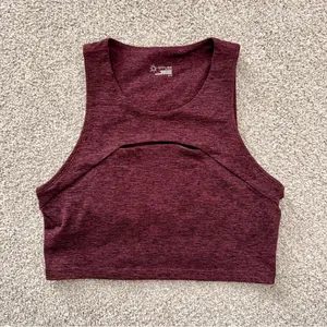Burgundy OFFLINE by aerie The Hugger Keyhole Longline Sports Bra thumbnail 2