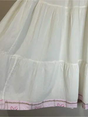Fabriko Semi-Sheer White Tiered Maxi Skirt Size Large Cottagecore Boho Fairy thumbnail 8