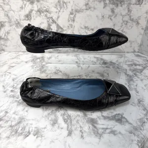 Biala Black Leather Square Toe Ballet Flats Size 8 Made in Italy thumbnail 3