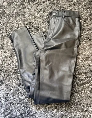 Zara Black Faux Leather Skinny Jeans thumbnail 1
