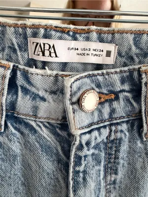 Zara Light Blue Distressed High-Rise Straight Jeans thumbnail 5