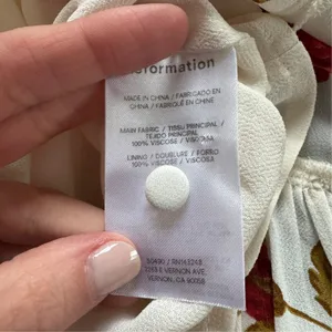Reformation Zandra Dress American Beauty Floral Ivory Red Roses thumbnail 7