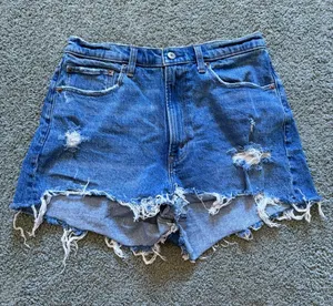 Abercrombie & Fitch Curve Love The Mom Short High Rise Size 30/10 Distressed thumbnail 1