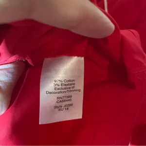 J. Crew Red Peasant Blouse with White Tassel Ties thumbnail 5