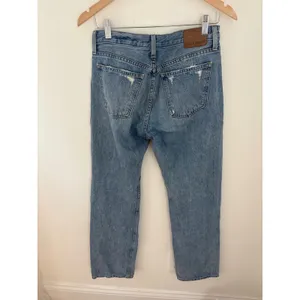 Denim Forum The Comfy Low Rise Loose Jeans 25‎ 30L Medium Wash Blue Distressed thumbnail 3
