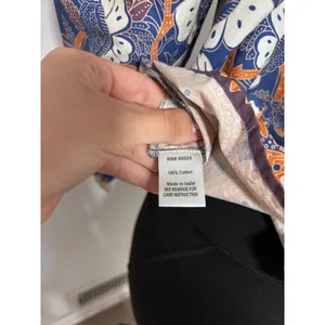 Love The Label Blue Orange Floral Batik Print Ruffle Neck Cotton BOHO Blouse Med thumbnail 5