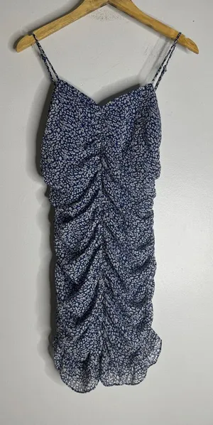 Lulus Small‎ Blue Floral Ruched Mesh Bodycon Dress CP thumbnail 1