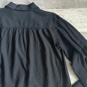 Madewell NEW Easy Long Sleeve Popover Shirt Womens S Black Collared Split Neck thumbnail 6