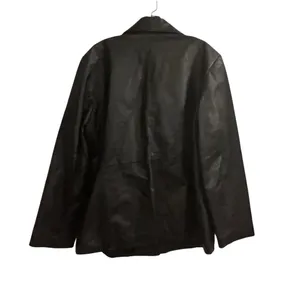M Julian Black Genuine Leather‎ Blazer Jacket Women's XL Button V thumbnail 2