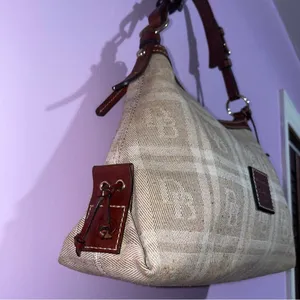 Dooney & Bourke East West Slouch Small Hobo Shoulder Bag Logo Y2K Plaid Vintage thumbnail 6