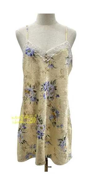 Vintage California Miss Floral Slip Dress With Embroidered Lace Trim Size Large thumbnail 1