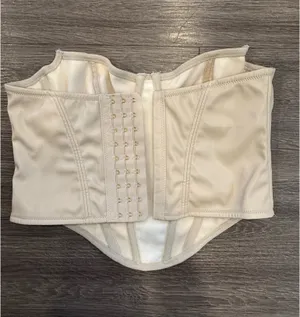 Urban Outfitters Faux Leather Beiege Corset Top Size S thumbnail 2
