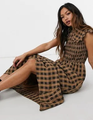 ASOS Ghospell Brown Dress thumbnail 4