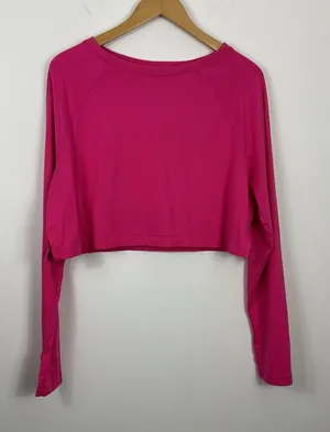 Beach Riot Pink Long Sleeve Crop Top Womens Size Medium thumbnail 1