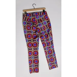 ANTHROPOLOGIE‎ The Slim Trousers Pants Retro Floral Cropped Bright Size 4 thumbnail 8
