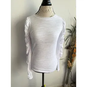 We The Free Free People White Ruched Puff Sleeve Slub‎ Knit Tee Top Small thumbnail 2