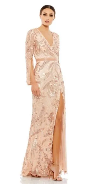 Mac Duggal 5222 Sequin Embellished Split Sleeve Wrap Gown 6 thumbnail 1