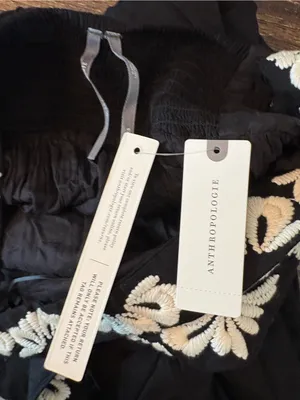 Anthropologie Floral Embroidered Maxi Dress Womens XS Black NWT Convertible Back thumbnail 9