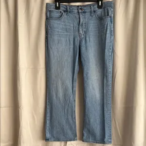 J.Crew‎ Mid Rise Flare Crop Light Blue Wash Size 30 thumbnail 2