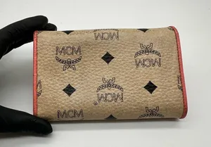 MCM Tan and Pink Wallet with Signature Monogram thumbnail 2