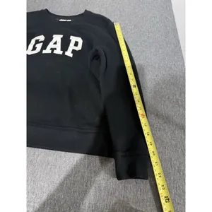 GAP Women's Black Logo Crewneck Cropped Sweatshirt Sz S thumbnail 8
