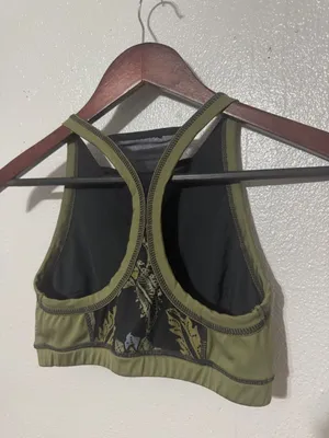 Free People Movement Vida Printed Sports Bra Jungle Floral Mesh Green Black XS thumbnail 4